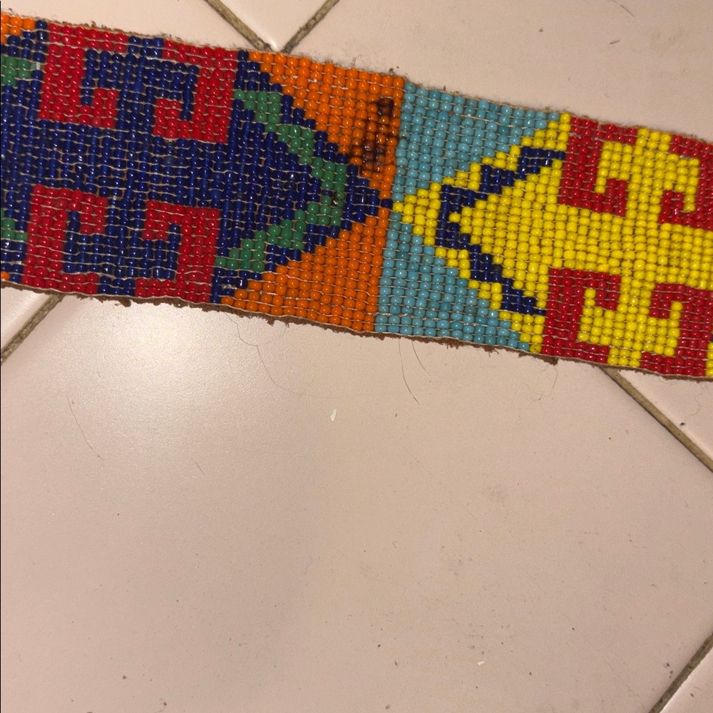 Vintage Southwestern Beaded & Leather Western Belt Sz SMALL* - Picture 2 of 10